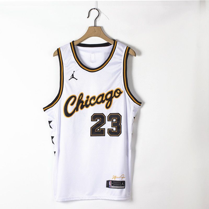 Men Chicago Bulls #23 Jordan White Championship Commemorative Edition NBA Jersey->new york knicks->NBA Jersey